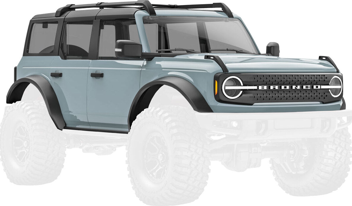 Body, Ford Bronco, complete, Cactus Gray (includes grille, side mirrors, door handles, fender flares, windshield wipers, spare tire mount, & clipless mounting) (requires #9735 front & rear bumpers)